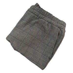 A NEW DAY Womens Large BROWN Check Elastic Waist Ankle Length Dress Pants